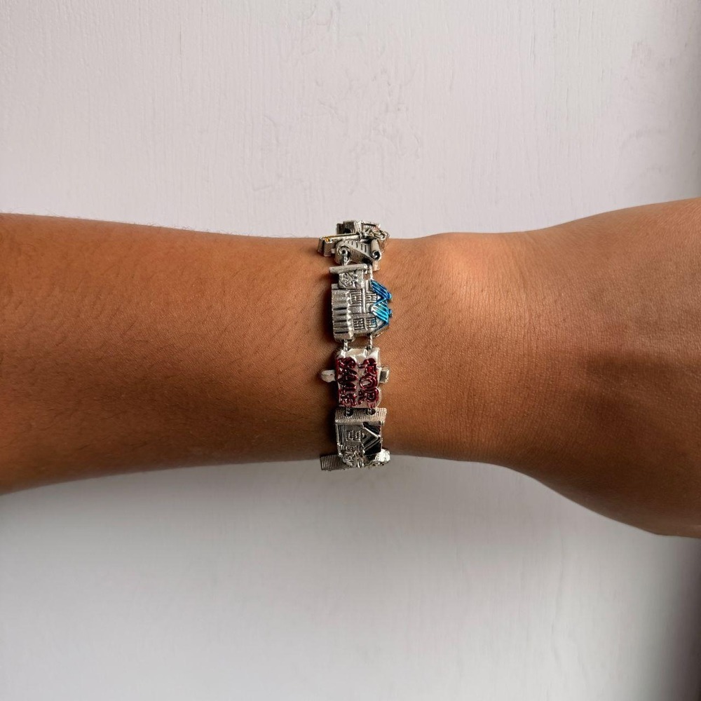 SILVER TONE REALTOR THEMED 'HOME FOR SALE' SLIDING CHARM BRACELET